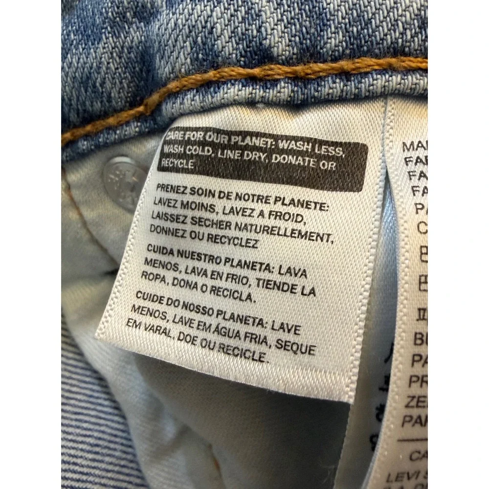 Levis 505 Regular Fit Straight Leg Light Wash Denim Jeans Mens 36x34